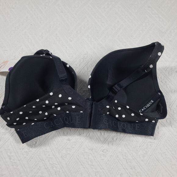 Cacique Boost Plunge Bra The cotton cacique collection black polka dot Size 40C - Picture 2 of 10